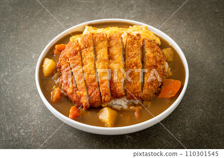 curry rice with fried pork cutlet and creamy omelet 110301545