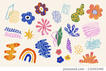 手繪平面抽象繪畫形狀收藏 110301940