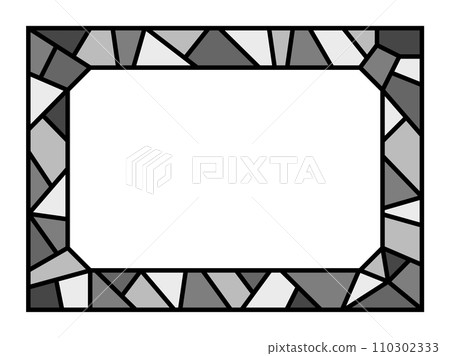 Stained glass frame made of colorful glass and glass shards 110302333