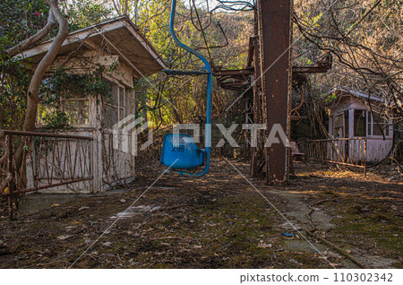 Ruins of a lift left in the mountains 110302342