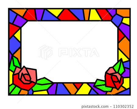 由彩色玻璃和玻璃碎片製成的彩色玻璃框架 由彩色玻璃和玻璃碎片製成的彩色玻璃框架 110302352