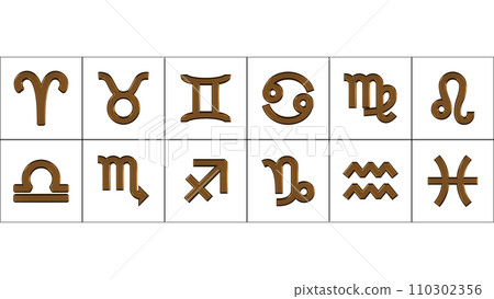 12 星座占星星座標記符號 3D 110302356