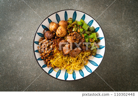 dried egg noodle with pork and meatball dried egg noodle with pork and meatball 110302448