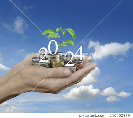 Happy new year 2024 business ecological cover concept 110302579
