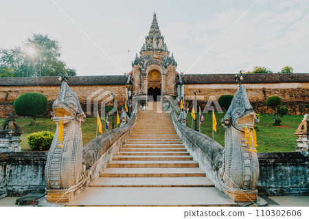 beautiful architecture at Pra That Lampang Luang in Thailand 110302606