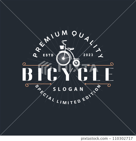 Bicycle logo design bicycle sport club simple vintage black silhouette template illustration 110302717