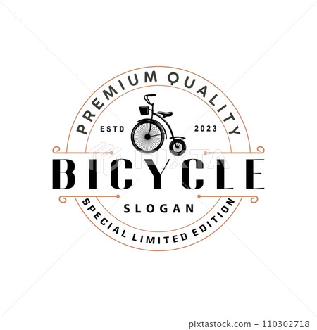 Bicycle logo design bicycle sport club simple vintage black silhouette template illustration 110302718