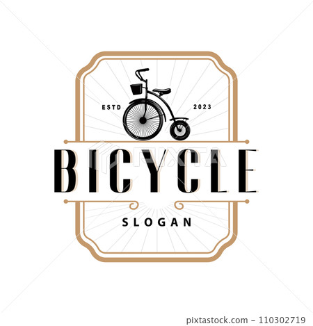 Bicycle logo design bicycle sport club simple vintage black silhouette template illustration Bicycle logo design bicycle sport club simple vintage black silhouette template illustration 110302719