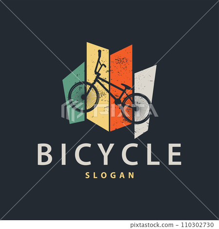 Bicycle logo design bicycle sport club simple vintage black silhouette template illustration 110302730