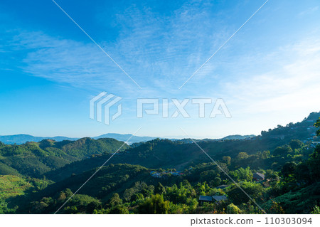 beautiful mountain hill layer with blue sky 110303094