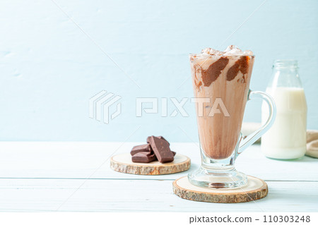 Iced chocolate milkshake drink 110303248