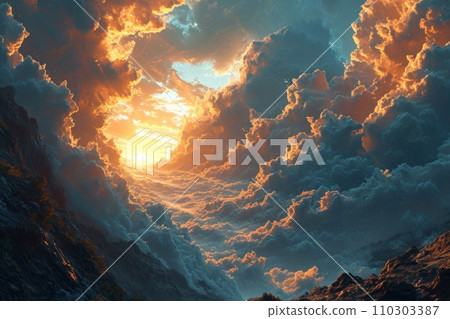 通往閃亮的天堂之門的道路 通往永恆和平的宏偉上升 AI 圖像 46 通往閃亮的天堂之門的道路 通往永恆和平的宏偉上升 AI 圖像 46 110303387