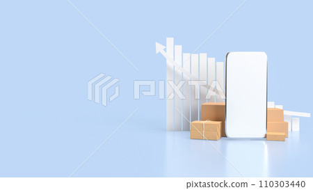 The mobile and shopping box for online marketing concept 3d rendering. 110303440