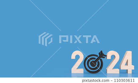 The 2024 wood text and target icon for Business concept 3d rendering. The 2024 wood text and target icon for Business concept 3d rendering. 110303611