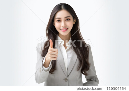 微笑豎起大拇指的女士（套裝） 110304364