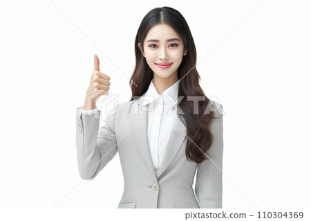 微笑豎起大拇指的女士（套裝） 110304369