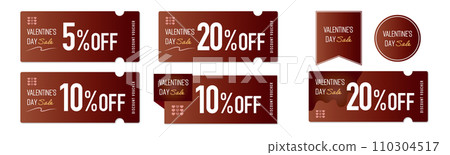 Vector design set 1 of chocolate colored discount coupons that can be used for Valentine's Day sale Vector design set 1 of chocolate colored discount coupons that can be used for Valentine's Day sale 110304517