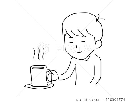 一個男人喝咖啡的插圖 一個男人喝咖啡的插圖 110304774