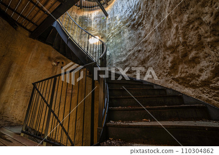 Spiral staircase left at the abandoned observatory 110304862