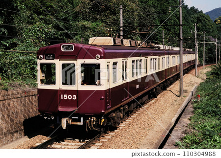 1988 Nose Electric Railway 1500 series train running near Myokenguchi Station 110304988