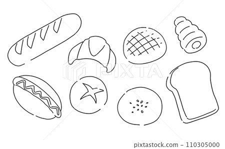 Loose simple bread set line drawing 110305000