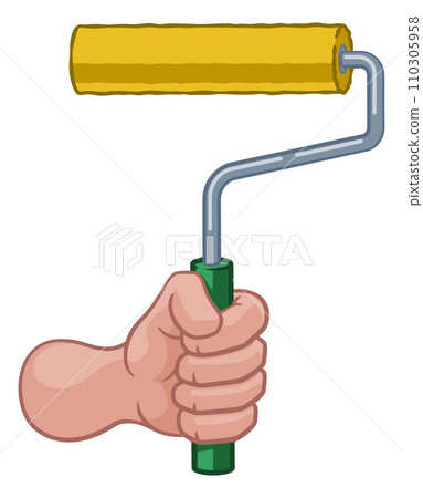 Painter Decorator Hand Fist Paint Roller Cartoon 110305958