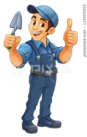 Bricklayer Mascot Tool Mason Construction Mascot 110305959