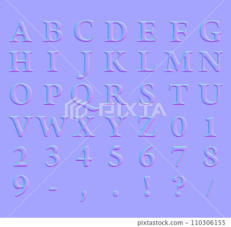 Normal map of alphabets and numbers - Stock Illustration [110306155 ...