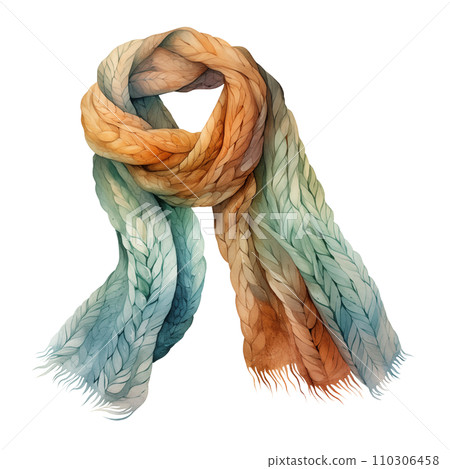 Colorful winter scarf, winter accessories, watercolor illustration 110306458