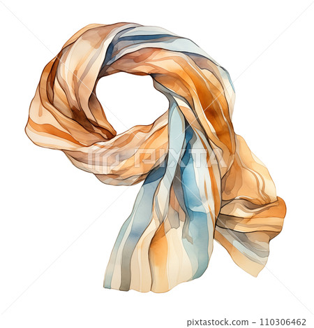 Colorful winter scarf, winter accessories, watercolor illustration Colorful winter scarf, winter accessories, watercolor illustration 110306462