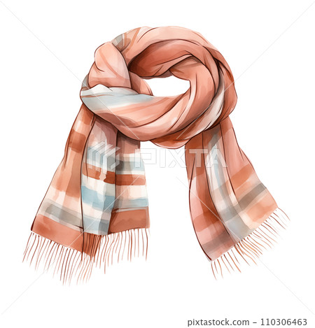 Colorful winter scarf, winter accessories, watercolor illustration Colorful winter scarf, winter accessories, watercolor illustration 110306463