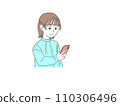 一個操作智能手機的年輕女子 110306496