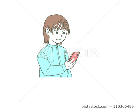 一個操作智能手機的年輕女子 110306496