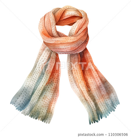 Colorful winter scarf, winter accessories, watercolor illustration Colorful winter scarf, winter accessories, watercolor illustration 110306506