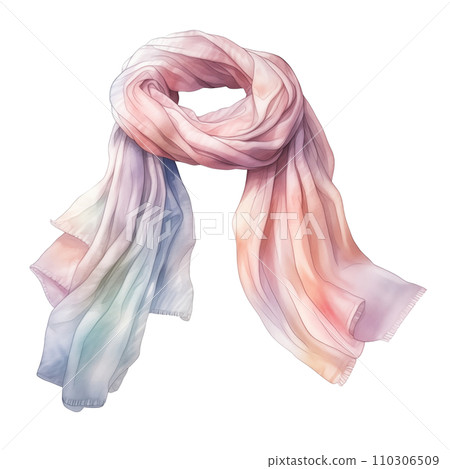 Colorful winter scarf, winter accessories, watercolor illustration 110306509