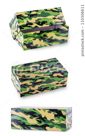 Set of boxes khaki isolated on white background with clipping path 110306611