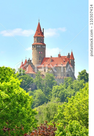 Marvellous stony Bouzov castle in Czech republic Marvellous stony Bouzov castle in Czech republic 110307414