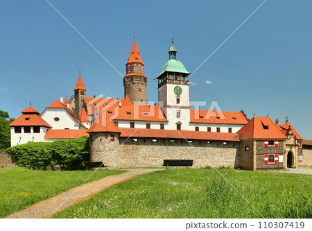 Marvellous stony Bouzov castle in Czech republic 110307419