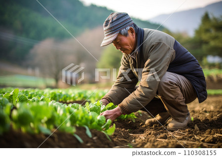 在大田裡工作的男性農民:人工智慧生成的圖像 在大田裡工作的男性農民:人工智慧生成的圖像 110308155