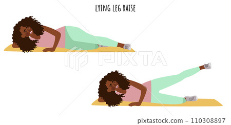 Young woman doing lying leg raise exercise 110308897
