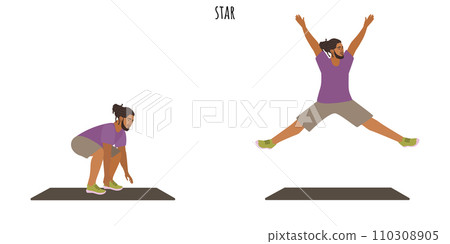 Young man doing star exercise-插圖素材 [110308905] - PIXTA圖庫