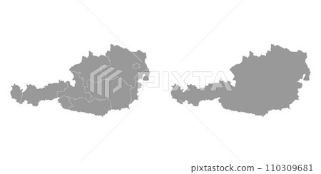 Austria grey map with states. Vector illustration. 110309681