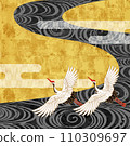 Vintage Japanese Pattern of Crane and Water Tsurusansui 110309697