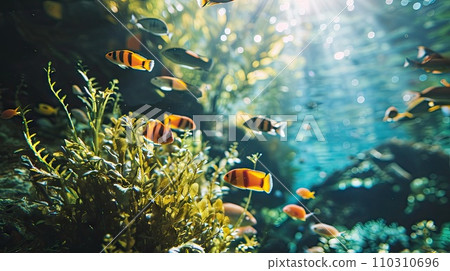 underwater seascape with fish background, underwater seascape with fish background, 110310696