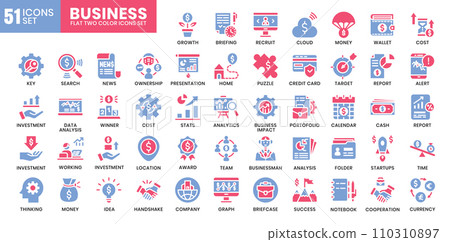 Business icons bundle. Flat two color icon style. Vector illustration. Business icons bundle. Flat two color icon style. Vector illustration. 110310897