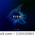 Abstract blue color fish on a black background Vector illustration of a starry sea 110310965