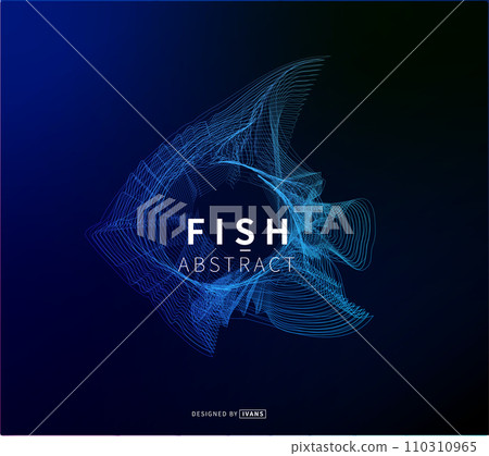 Abstract blue color fish on a black background Vector illustration of a starry sea 110310965
