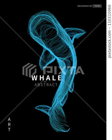 Abstract vector illustration of whale , draw line art style. Abstract vector illustration of whale , draw line art style. 110310966