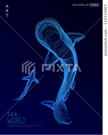 Abstract parent-child whale on a black background Vector illustration of a starry sea Abstract parent-child whale on a black background Vector illustration of a starry sea 110310967