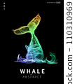 Abstract color whale on a black background.Vector illustration of a starry sea . The whale consists of lines. 110310969